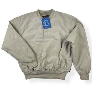 Baru Sports Windbreaker Jacket Mens XS Stone Grey Quarter Button Pullover